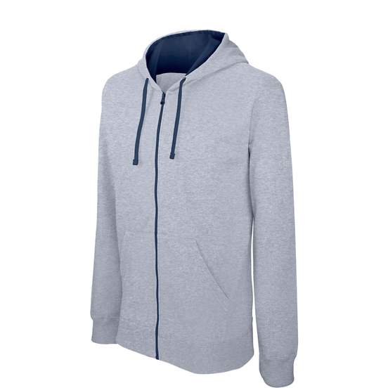 sweat-shirt zippé capuche contrastée