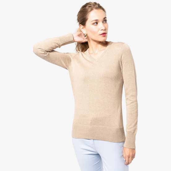 Pull col V femme