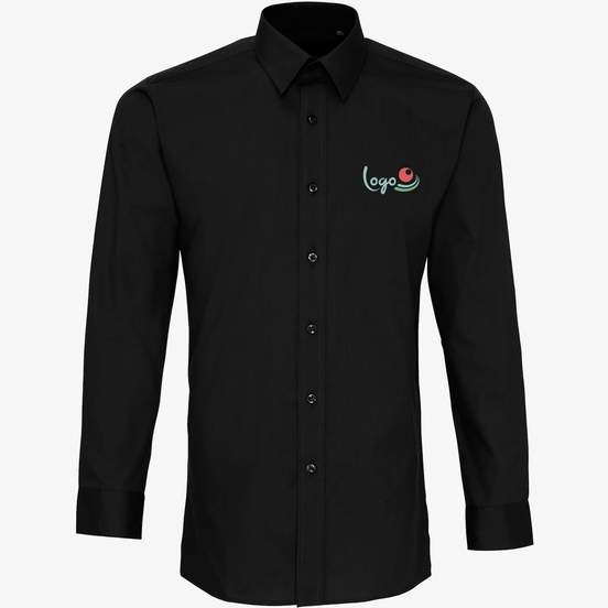 Chemise popeline cintrée à manches longues pour homme