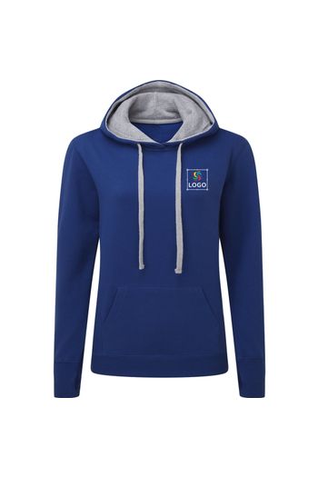 Contrast Hooded Sweatshirt Women - Royal/light Oxford