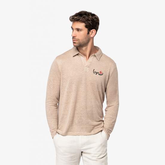 Polo manches longues en lin homme