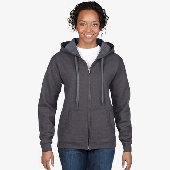 Ladies` Vintage Full Zip Hooded Sweat