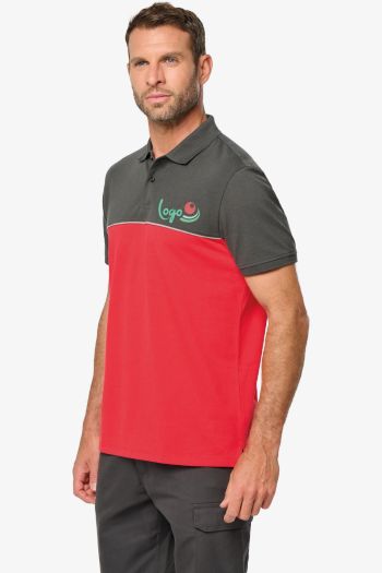 Image produit Polo bicolore écoresponsable manches courtes unisexe