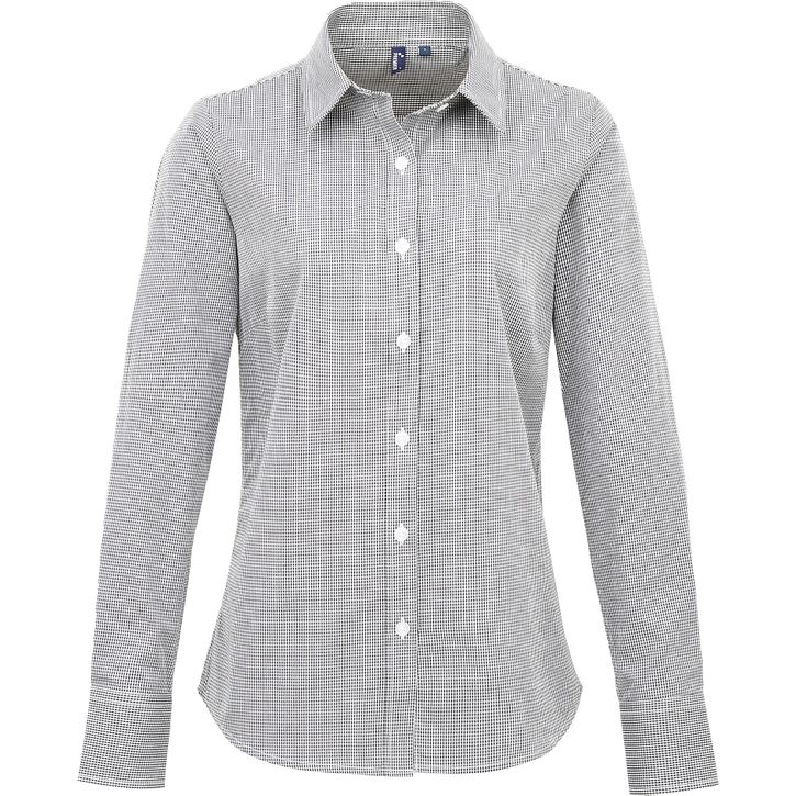 Image produit Chemise à micro-carreaux vichy et manches longues pour femme