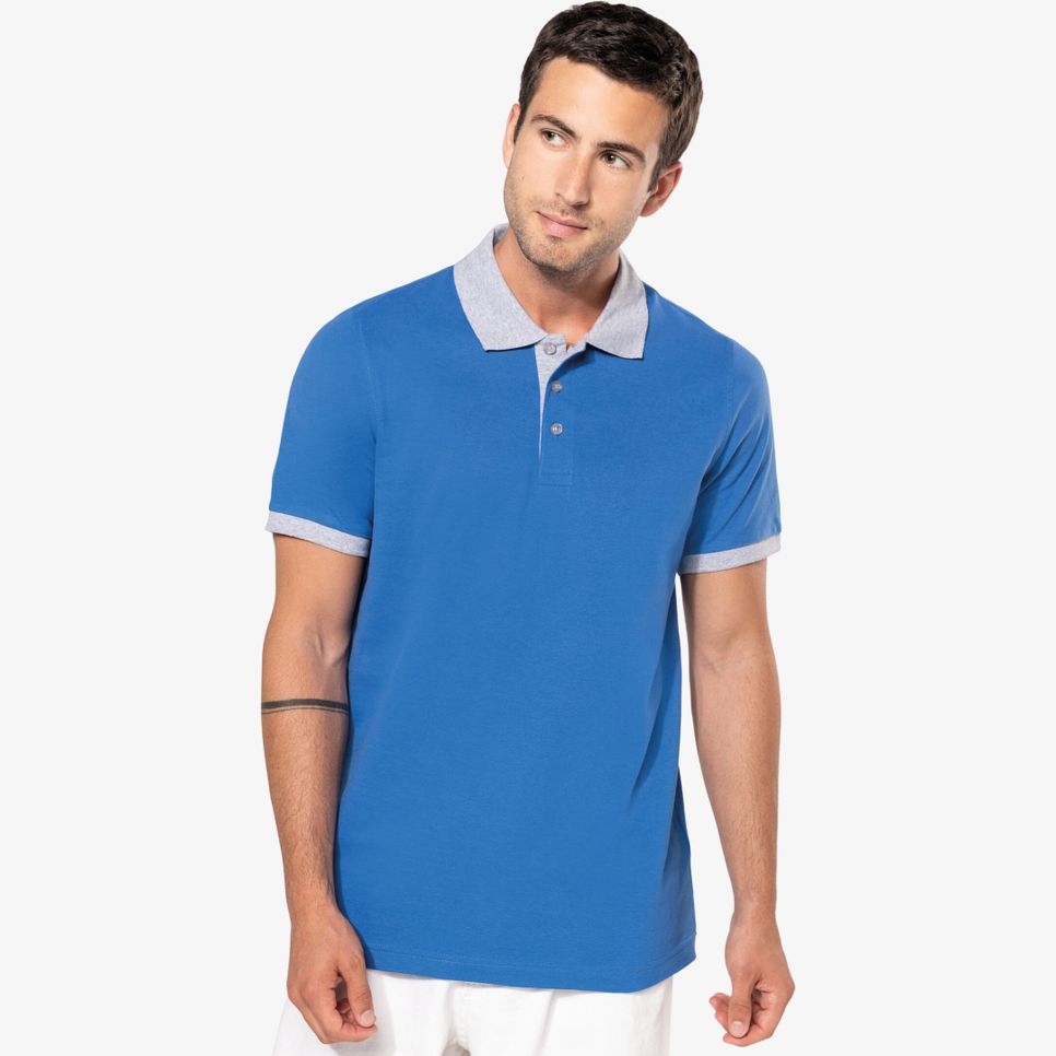 Polo piqué bicolore homme