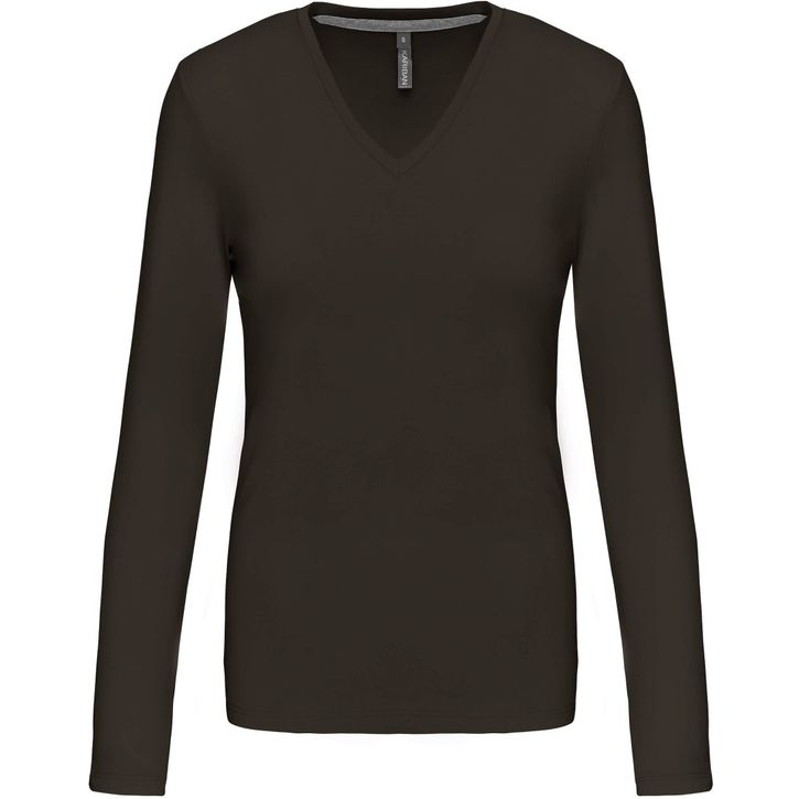 Image produit T-shirt col V manches longues femme