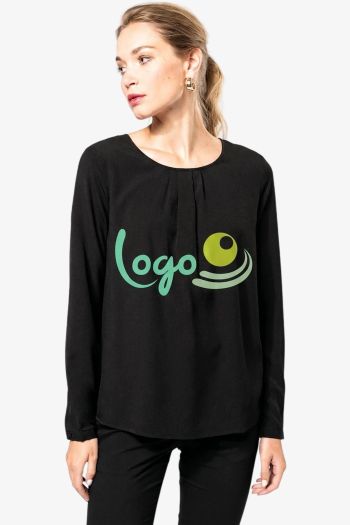 Image produit Blouse crêpe manches longues femme