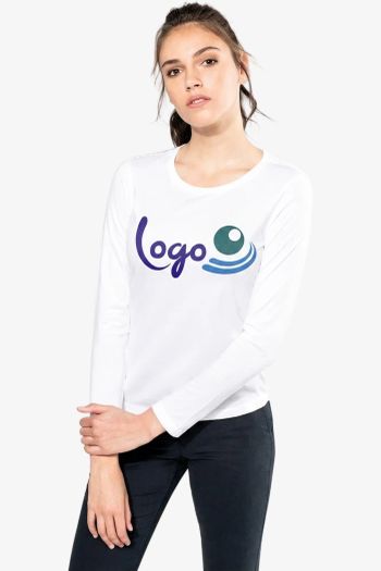 Image produit T-shirt Supima® col rond manches longues femme