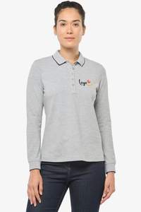 Image produit Polo maille piquée manches longues femme