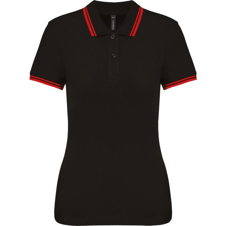 Image produit Polo femme manches courtes à liserés contrastés