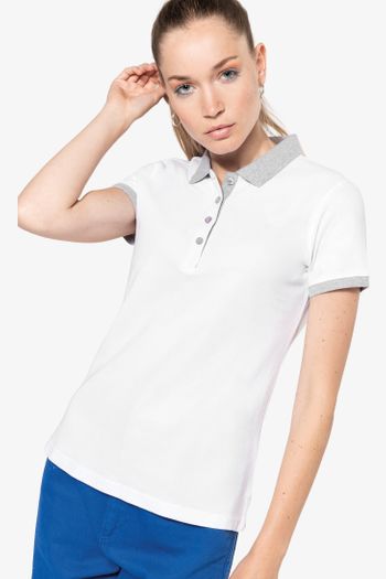 Image produit Polo piqué bicolore femme