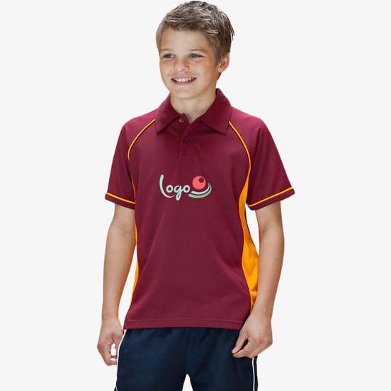 Kids piped performance polo