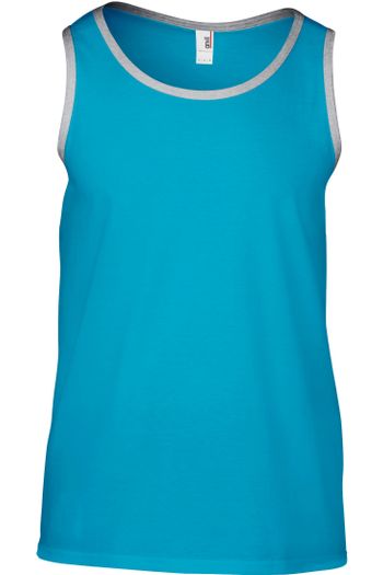 Adult Fashion Basic Tank - Caribbean Blue/heather Grey