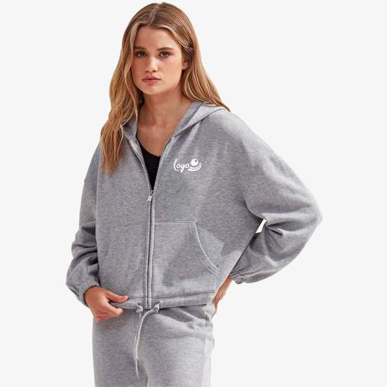 Sweat à capuche zippé femme en tissu recyclé avec cordon de serrage Tridri®