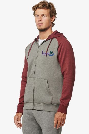 Image produit Veste molleton zippée capuche bicolore unisexe