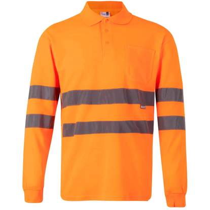 Polo manches longues haute visibilité en coton/polyester