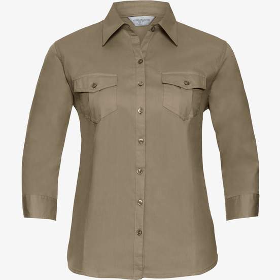 Ladies’ roll 3/4 sleeve fitted twill shirt