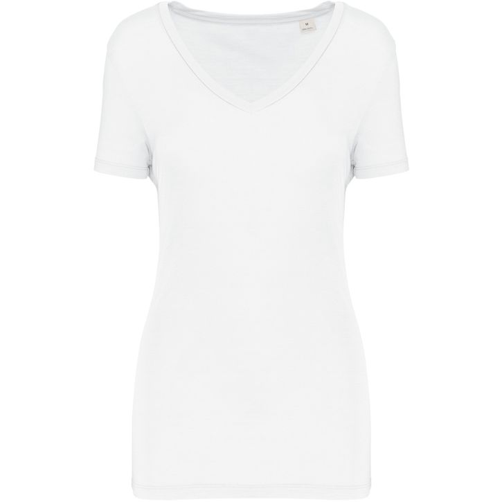 Image produit T-shirt Lyocell TENCEL™ col V manches courtes femme - 145 g