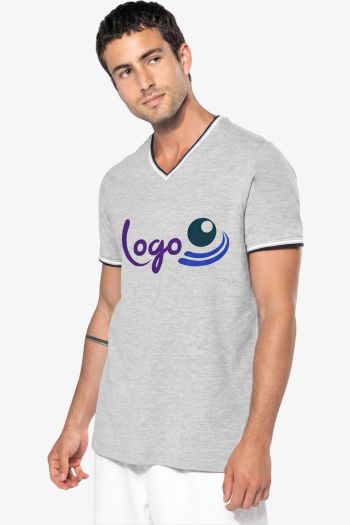 Image produit T-shirt maille piquée col V homme