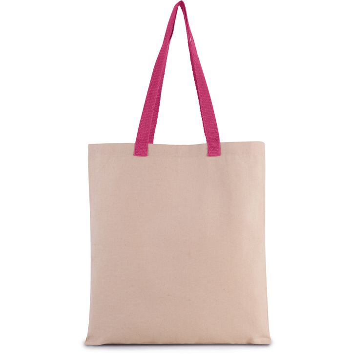 Image produit Sac shopping plat en toile avec poignées contrastées