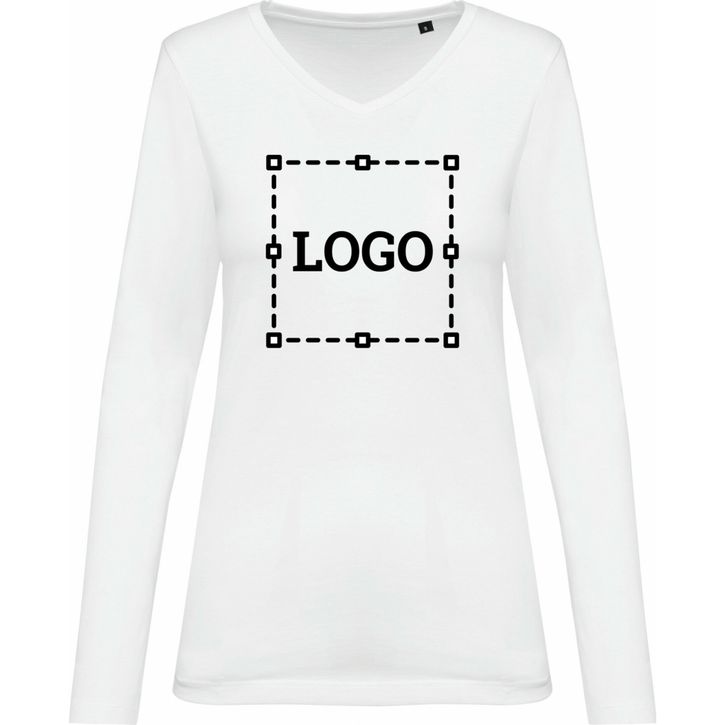 Image produit T-shirt Supima® col V manches longues femme