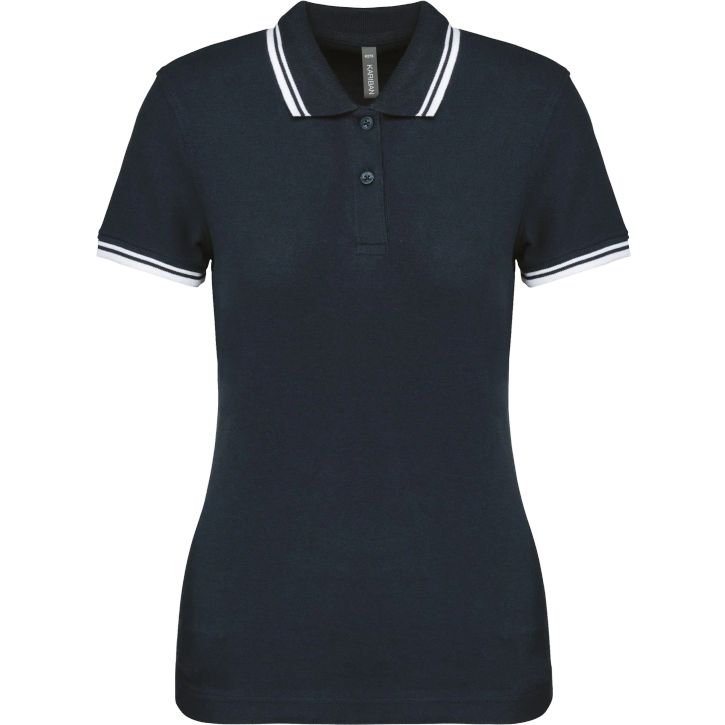 Image produit Polo femme manches courtes à liserés contrastés