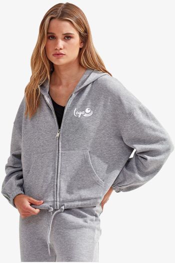 Image produit Sweat à capuche zippé femme en tissu recyclé avec cordon de serrage Tridri®