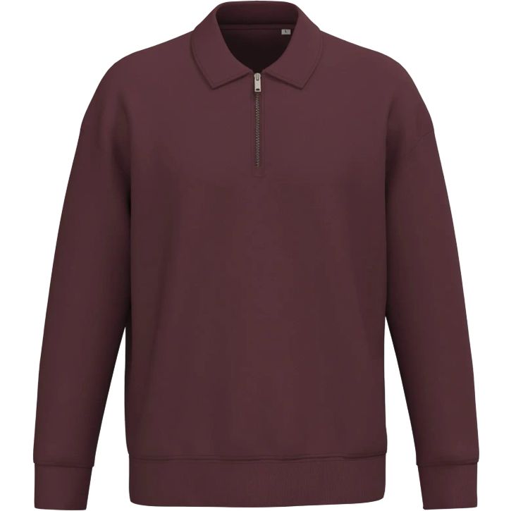 Image produit Sweat-shirt quart zip col polo à épaules tombantes unisexe