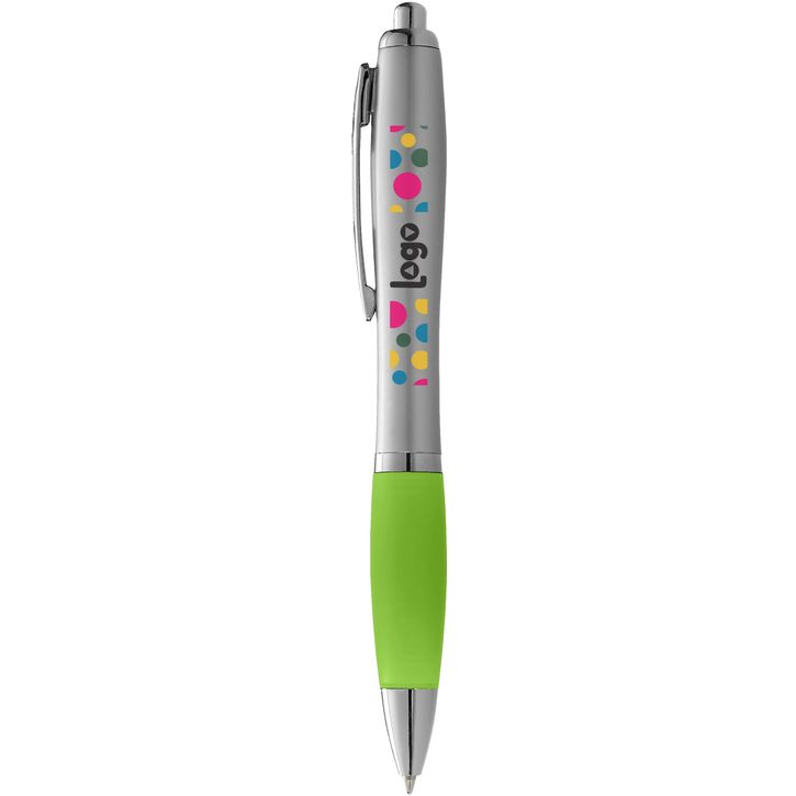 Image produit Stylo bille avec corps argenté et grip coloré Nash