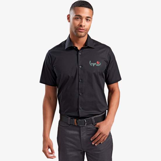 Chemise en popeline stretch à manches courtes pour homme