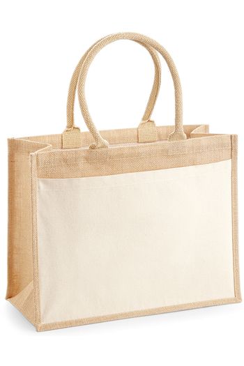 Sac de courses en jute avec poche en coton - Natural