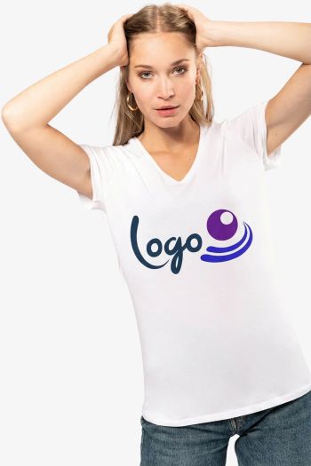 Image produit T-shirt col V manches courtes femme