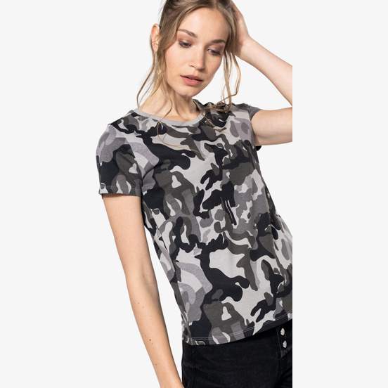 T-shirt camo manches courtes femme