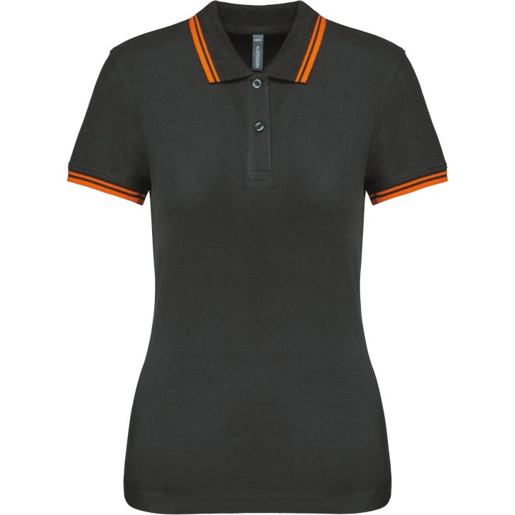 Image produit Polo femme manches courtes à liserés contrastés