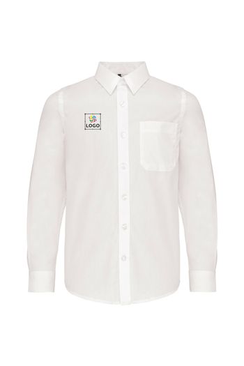 Chemise popeline manches longues enfant - White