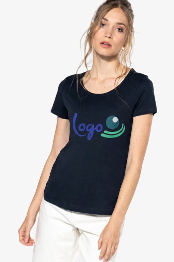 T-shirt bio col à bords francs manches courtes femme