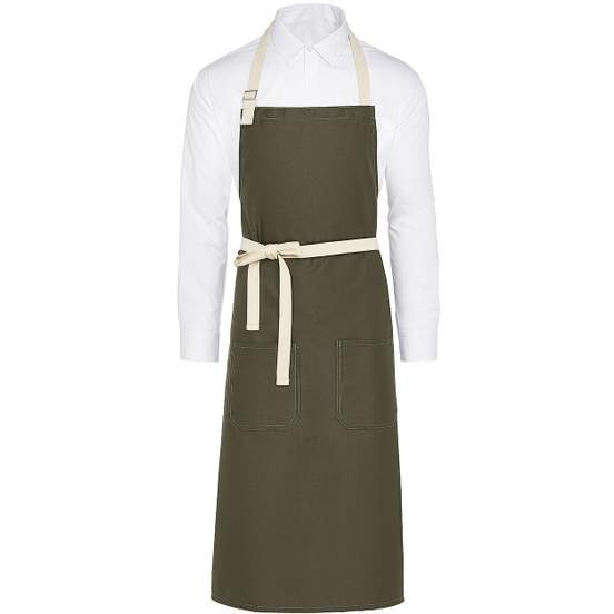 Santorini - Contrasted Bib Apron with Pocket