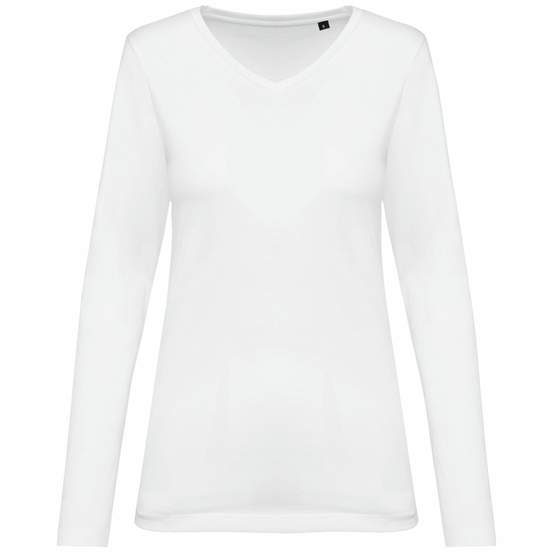 T-shirt Supima® col V manches longues femme