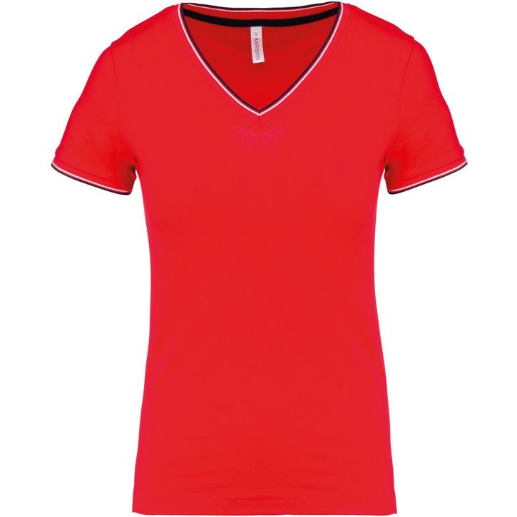 Image produit T-shirt maille piquée col V femme