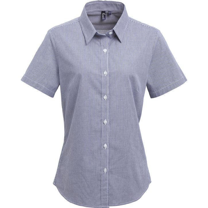 Image produit Chemise micro-carreaux Vichy Gingham à manches courtes pour femme
