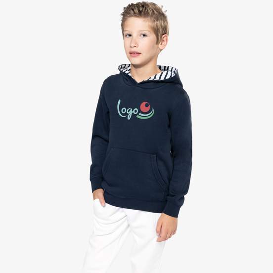 Sweat-shirt à capuche contrastée à motifs enfant unisexe