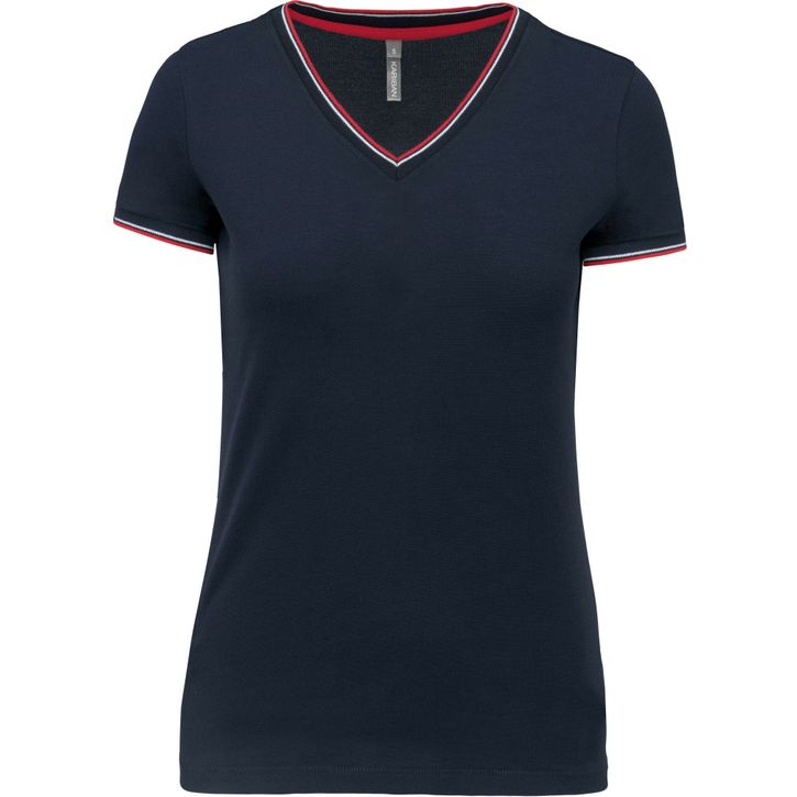 Image produit T-shirt maille piquée col V femme