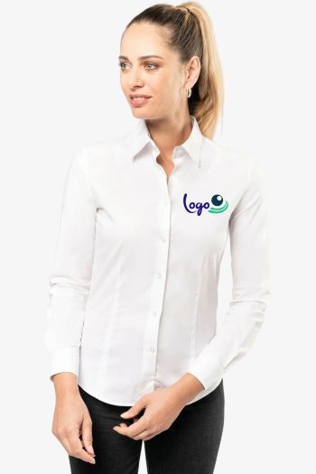 Image produit Chemise coton / élasthanne manches longues femme