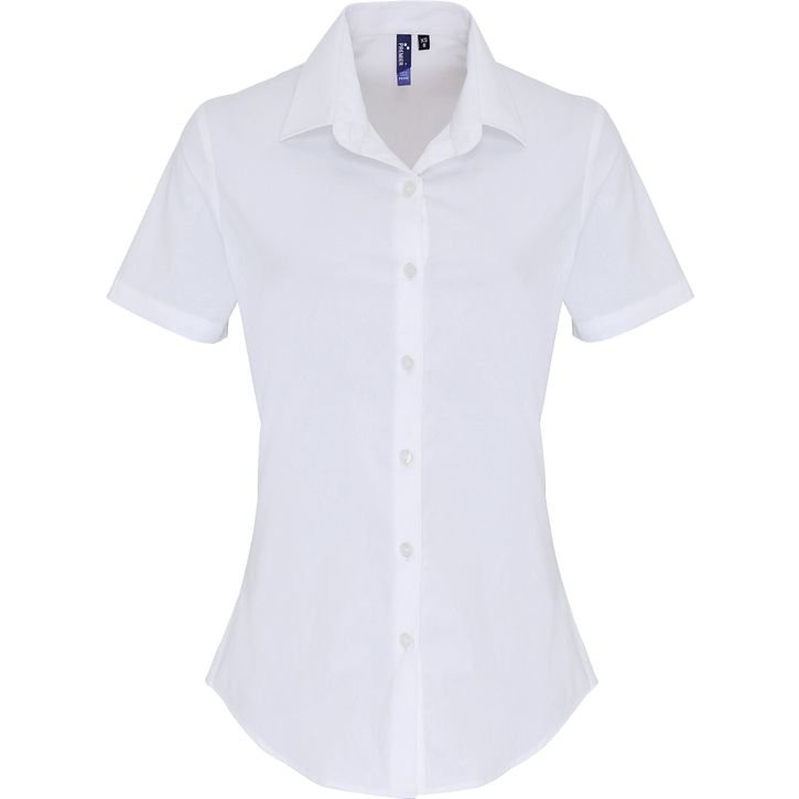 Image produit Chemise poepline stretch en coton manches courtes pour femme