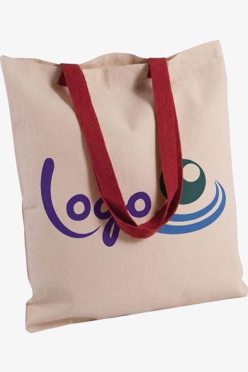 Image produit Sac shopping plat en toile avec poignées contrastées