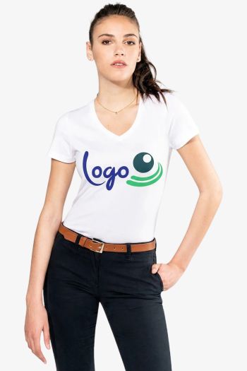 Image produit T-shirt Supima® col V manches courtes femme