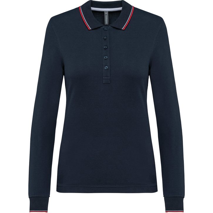 Image produit Polo maille piquée manches longues femme
