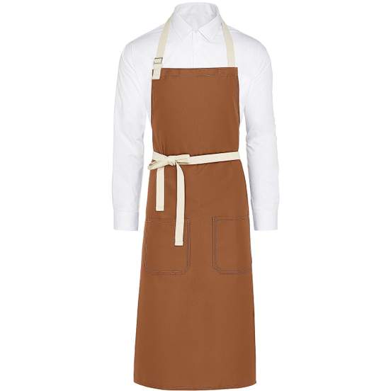 Santorini - Contrasted Bib Apron with Pocket