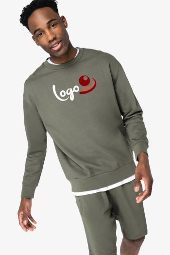 Image produit Sweat-shirt à col rond à épaules tombantes molleton gratté unisexe