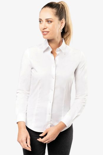 Image produit Chemise coton / élasthanne manches longues femme